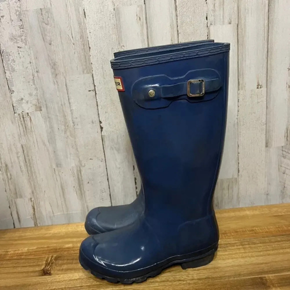 Hunter Women's Original Tall Rain Boots Navy Blue Size 5 - Picture 3 of 8